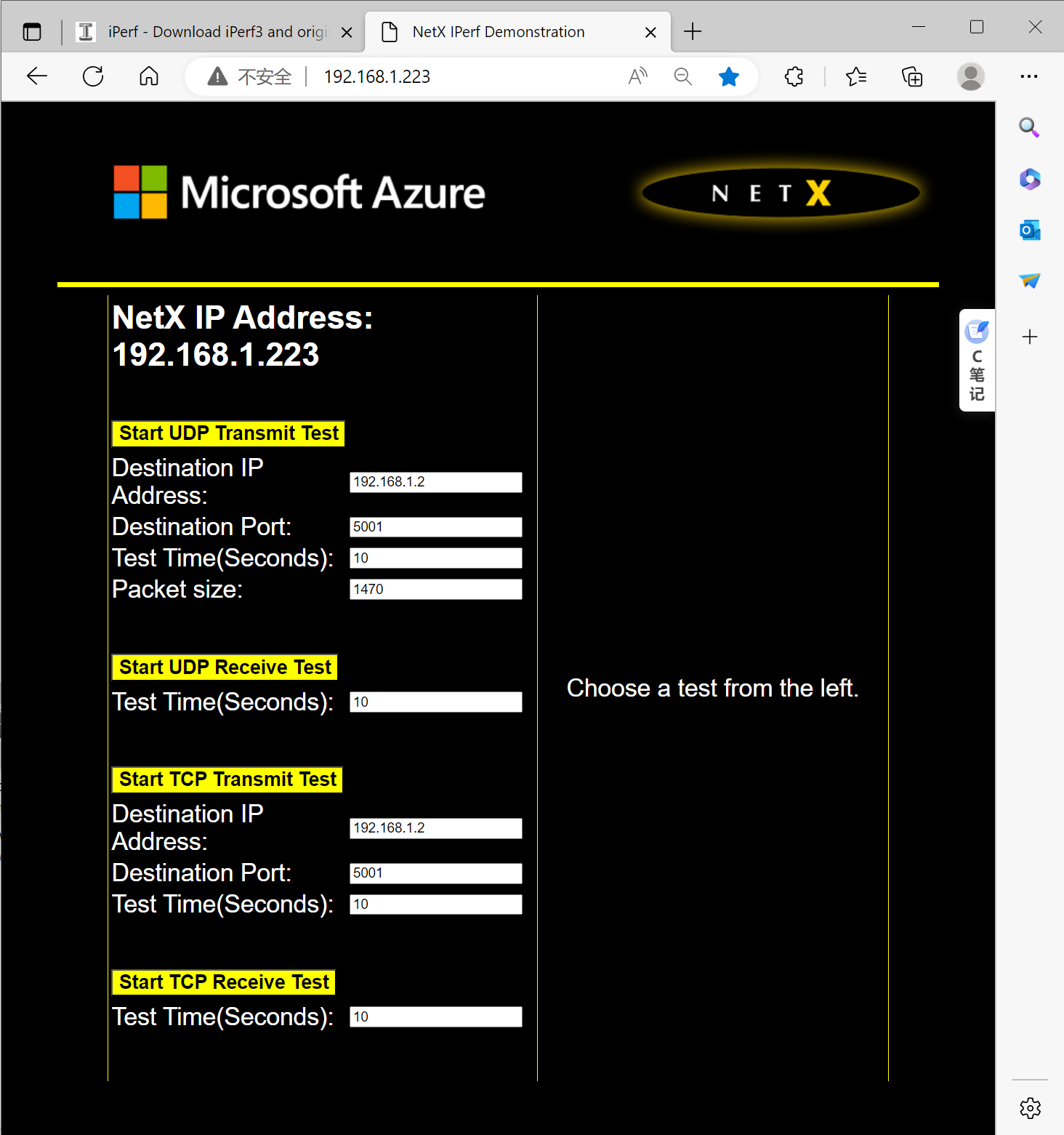 Netx Iperf Web Page
